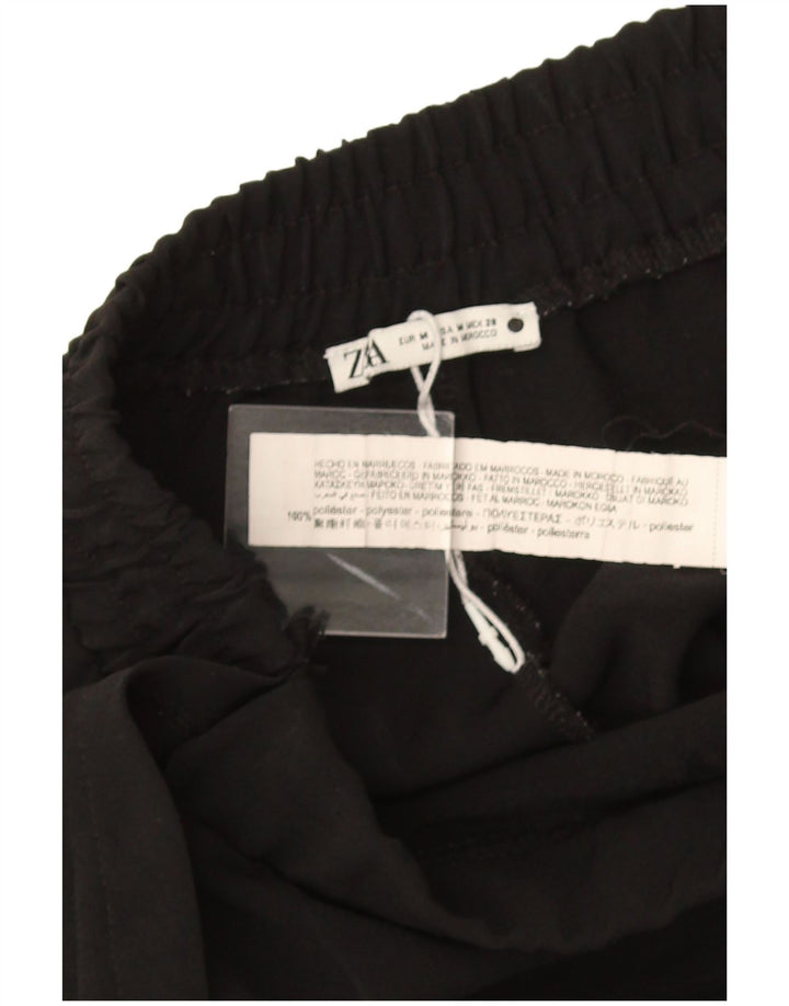 Zara Damskie spodnie typu casual, zawijane, średnie W30 L27, czarne, poliestrowe