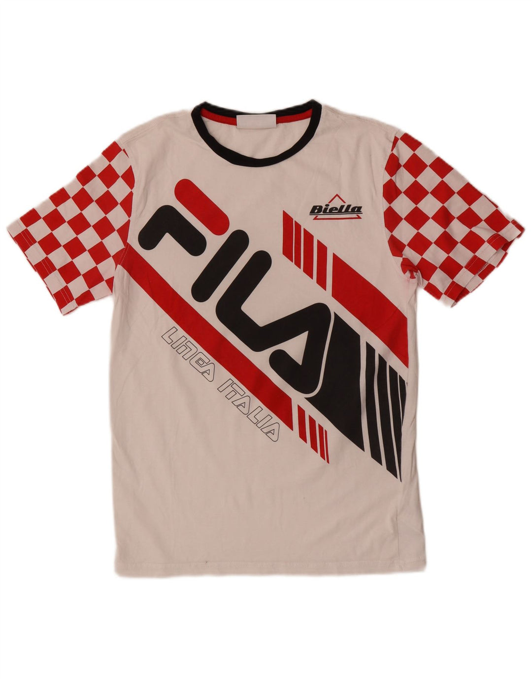 Męski T-shirt z grafiką Fila, mały, biały, geometryczny, bawełniany