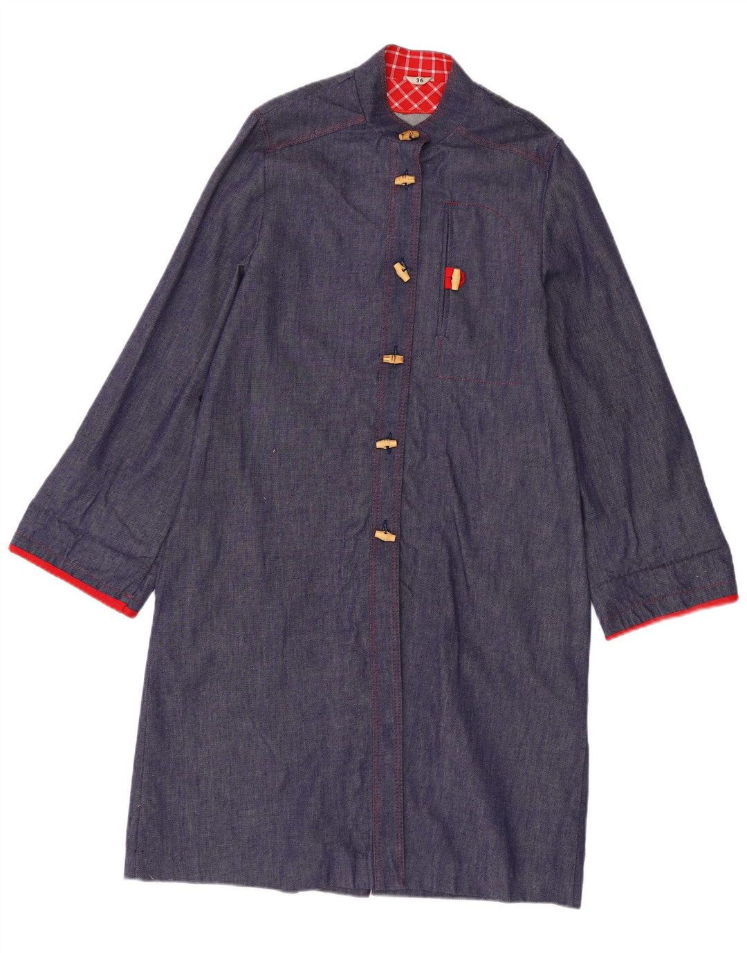 Płaszcz damski w stylu vintage EU 36, mały, granatowy, bawełniany