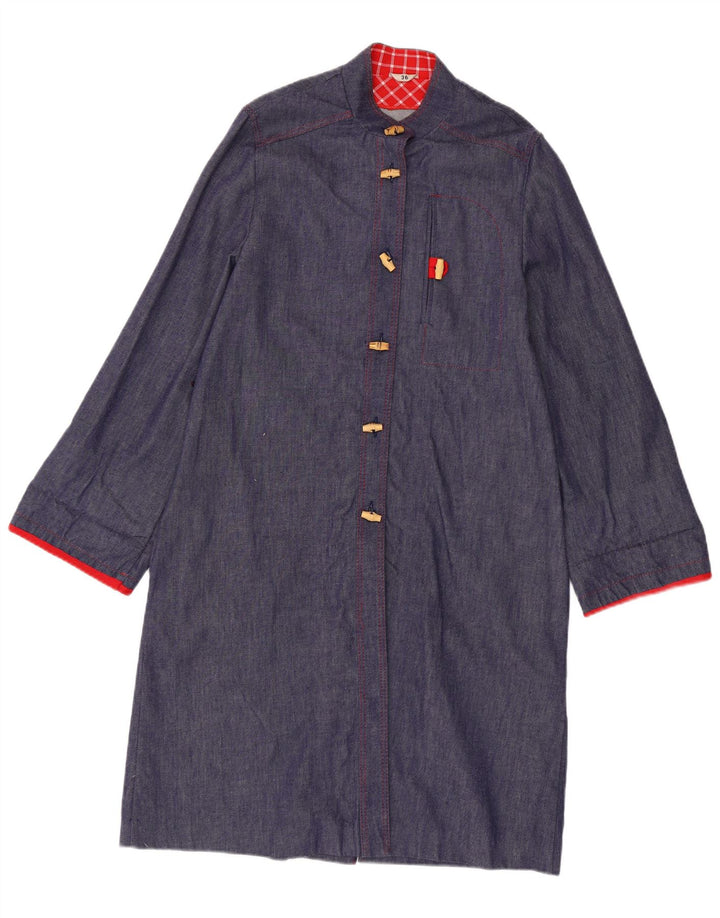 Płaszcz damski w stylu vintage EU 36, mały, granatowy, bawełniany