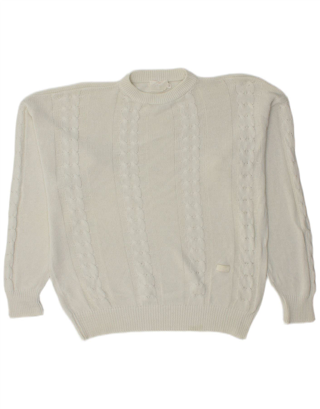 Męski sweter z okrągłym dekoltem CROWN, średni biały