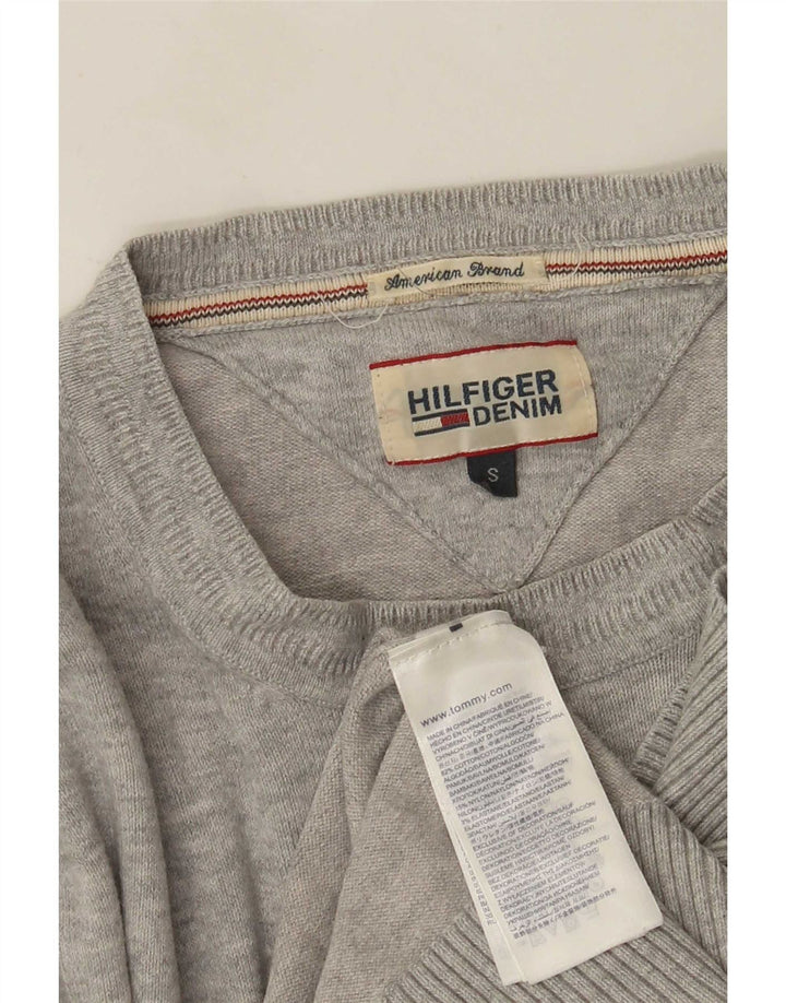 Męski sweter z okrągłym dekoltem Tommy Hilfiger o regularnym kroju, mały, szary, bawełniany