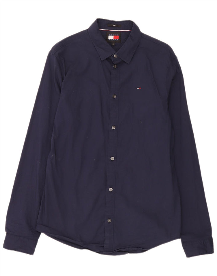 Koszula męska Tommy Hilfiger Slim, średnia, granatowa, bawełniana