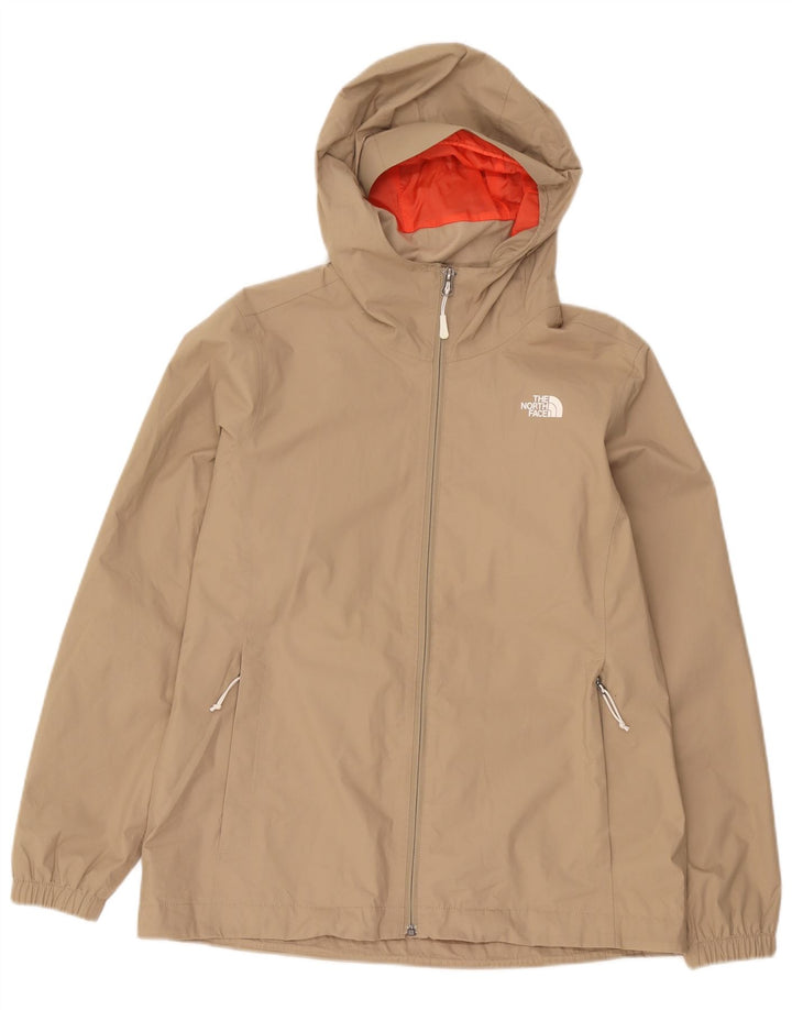 Damska kurtka przeciwdeszczowa z kapturem The North Face UK 14, duża, beżowa, poliester