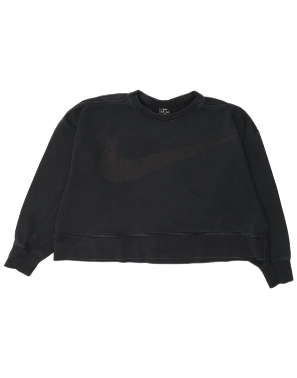Damska bluza Nike Dri Fit Crop Graphic Jumper UK 16, duża, granatowa