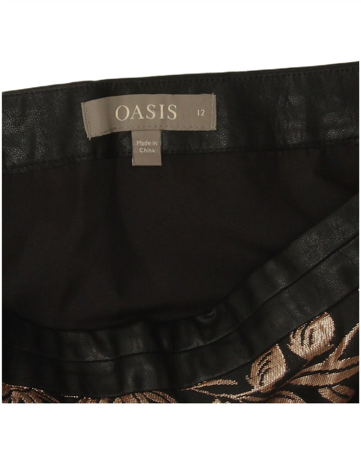 Damska spódniczka mini Oasis UK 12 Medium W30 Czarna w kwiaty