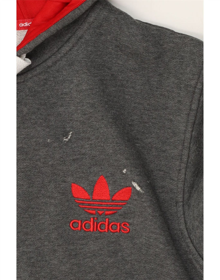 Adidas Męski sweter z kapturem i zamkiem błyskawicznym, duży, szary, bawełniany