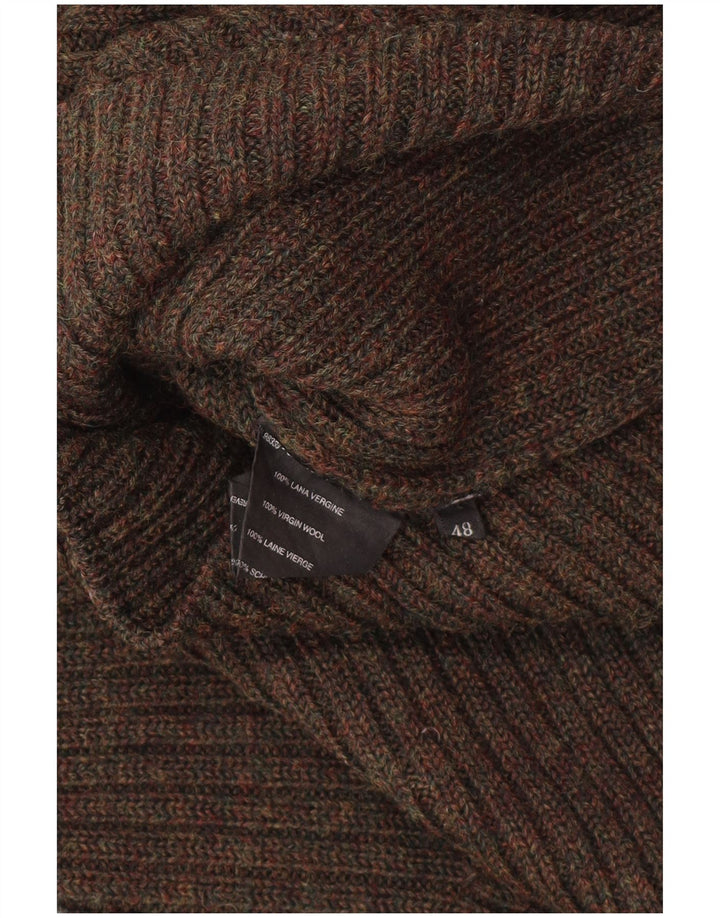 Damski sweter z zamkiem PRADA IT 48 XL, brązowa, dziewicza wełna