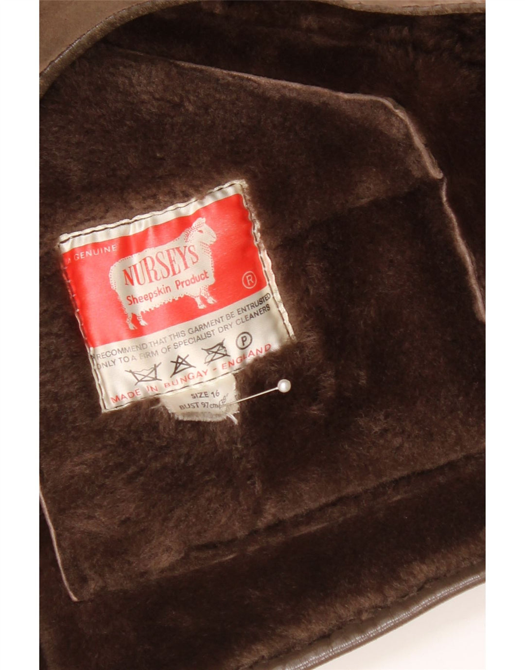 Damska kurtka Shearling Nurseys UK 16, duża, brązowa skóra owcza
