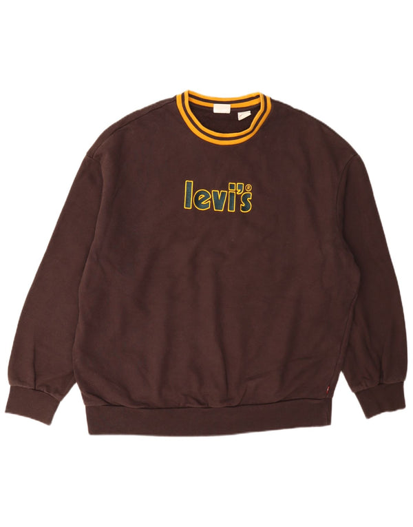 Męska bluza Levi's Graphic o luźnym kroju, sweter XS, bordowa bawełna