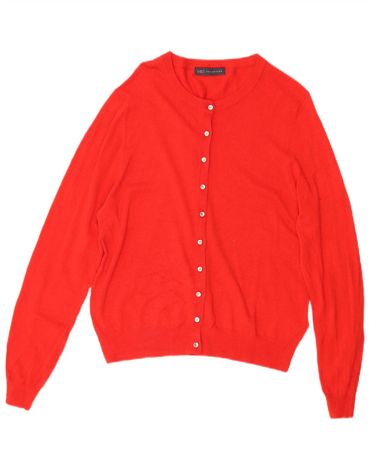 MARKS & SPENCER Womens Cardigan Sweater UK 16 Large Red Viscose
