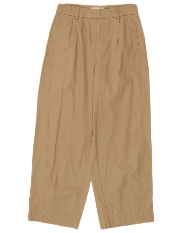 Zara Damskie spodnie chino o luźnym kroju z wysokim stanem, małe W26 L28 Beżowa bawełna