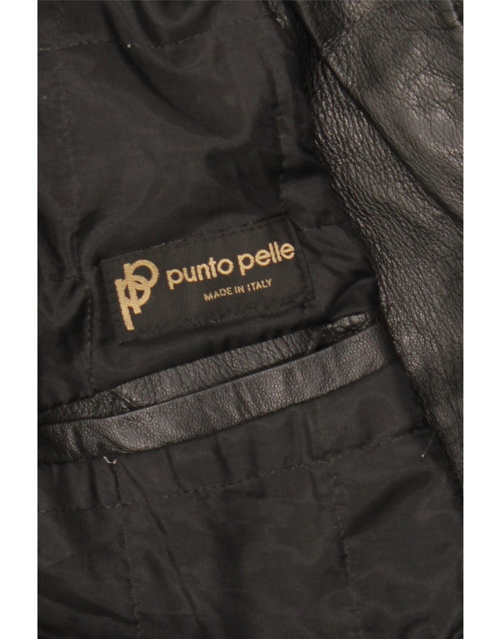 Vintage damska kurtka skórzana oversize EU 40, średnia czarna skóra