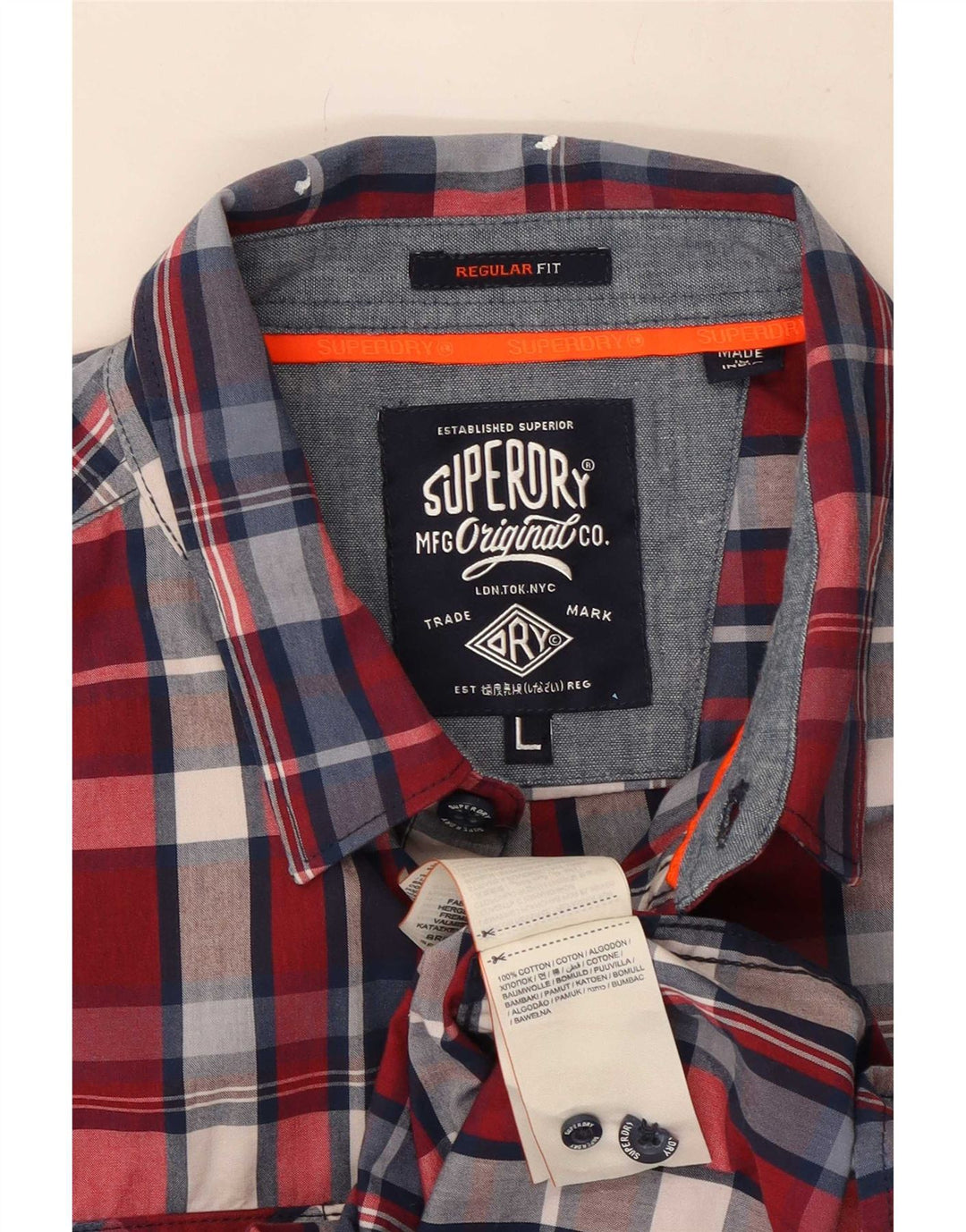 Męska koszula Superdry o regularnym kroju, duża, bawełniana w czerwoną kratę