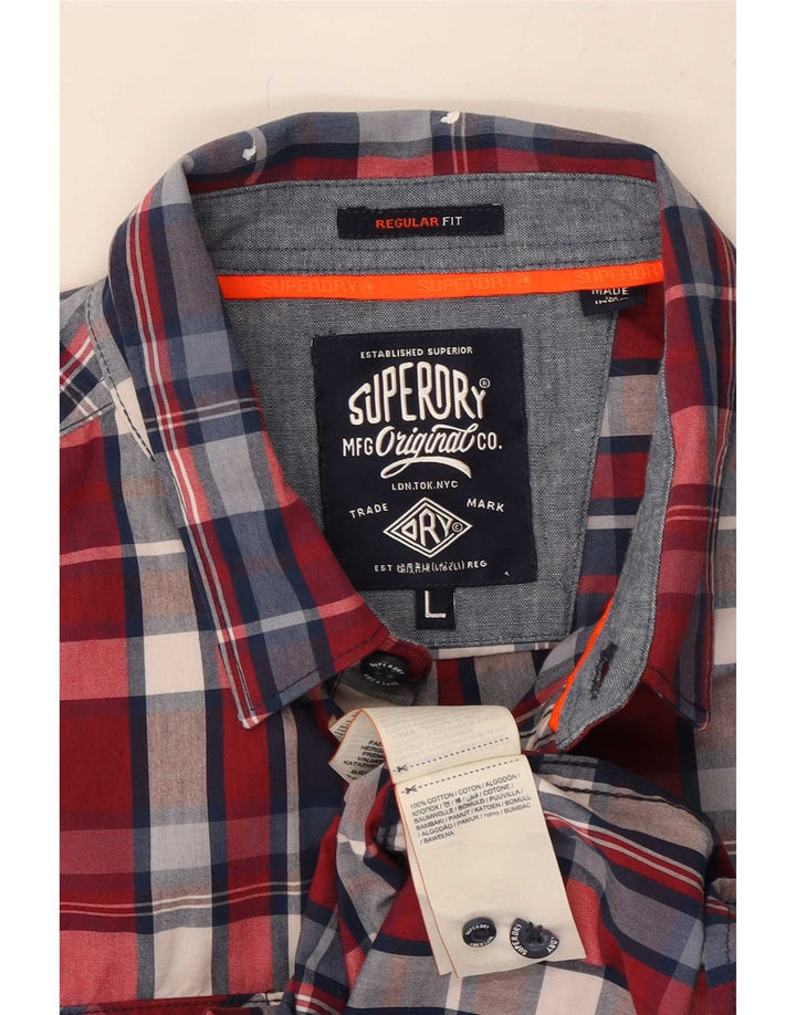 Męska koszula Superdry o regularnym kroju, duża, bawełniana w czerwoną kratę
