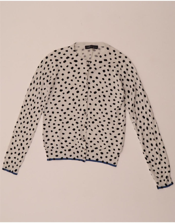 Marks & Spencer Damski sweter kardigan UK 10 Small White Spotted Wiskoza