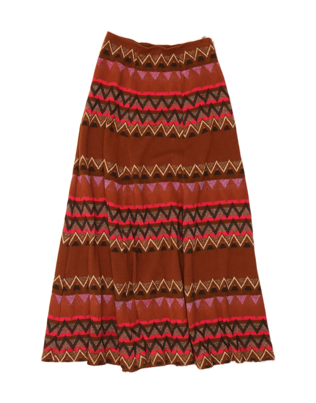 Damska spódnica maxi rozkloszowana w stylu VINTAGE IT 42 Medium W30 Wielobarwna geometria