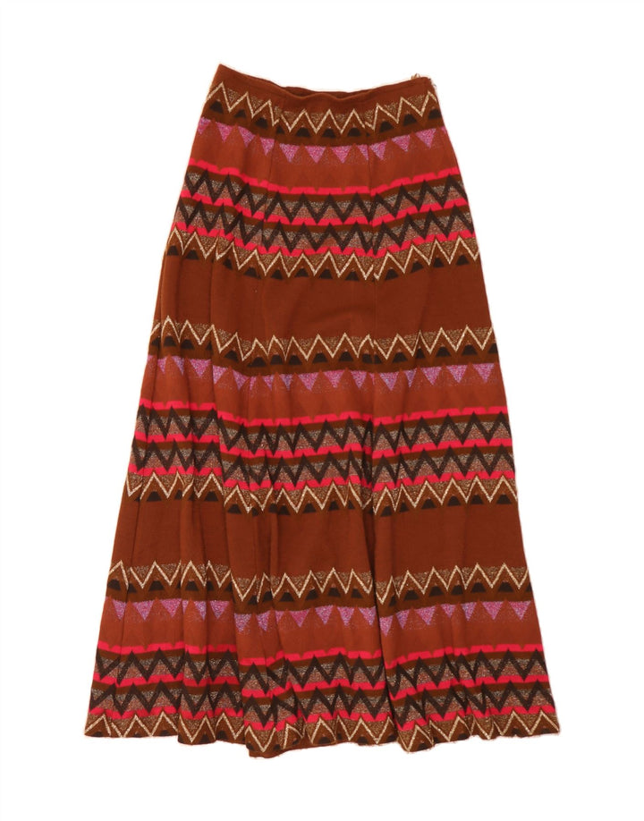 Damska spódnica maxi rozkloszowana w stylu VINTAGE IT 42 Medium W30 Wielobarwna geometria