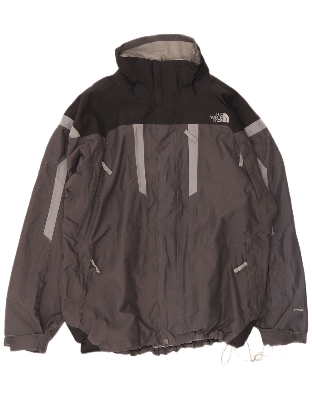 Męska kurtka przeciwdeszczowa The North Face UK 40, duża, szara, z blokami kolorów