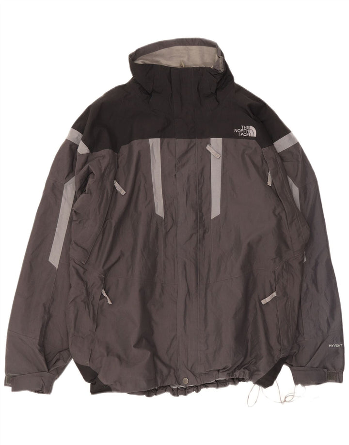 Męska kurtka przeciwdeszczowa The North Face UK 40, duża, szara, z blokami kolorów