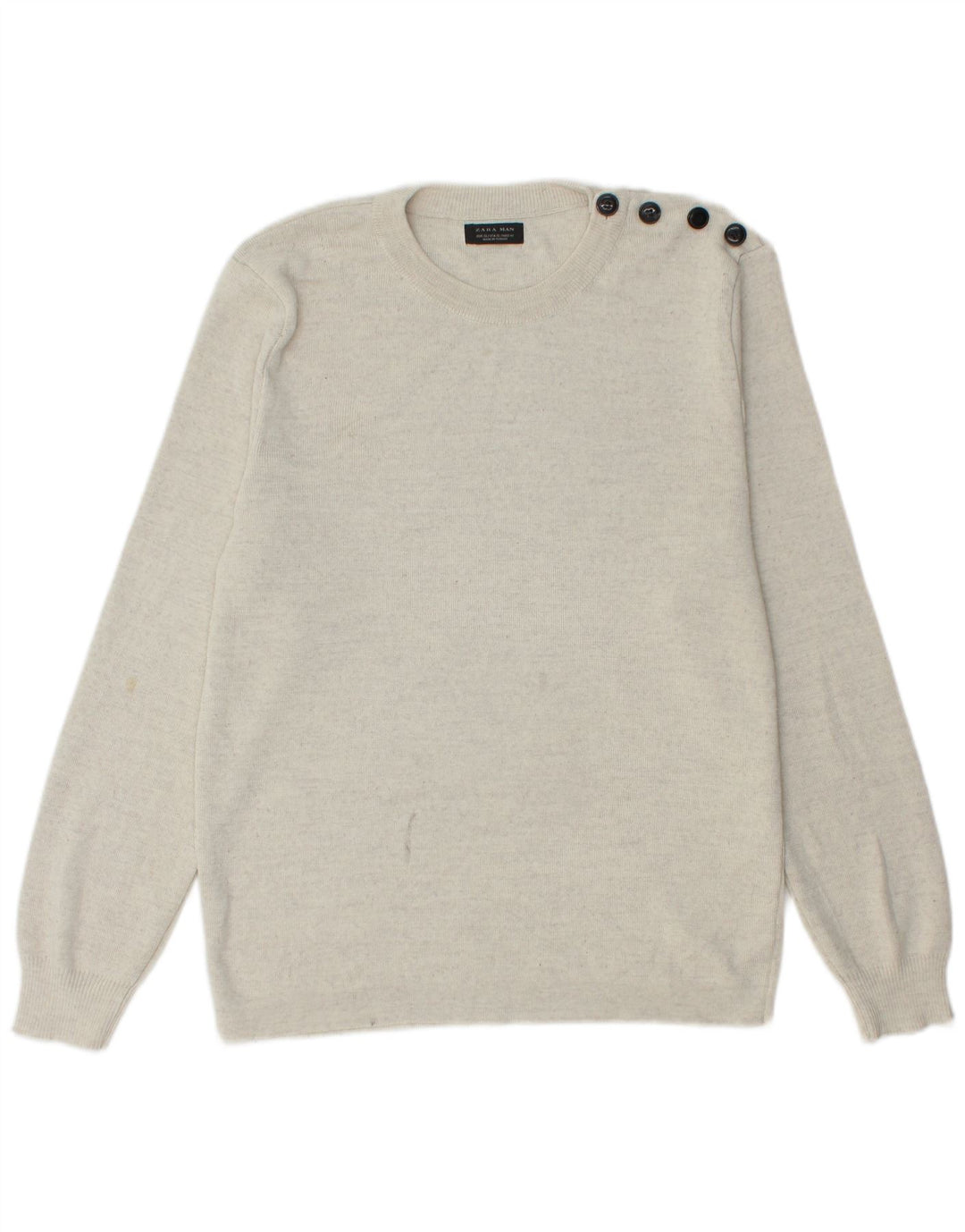 Męski sweter z okrągłym dekoltem Zara XL, szary