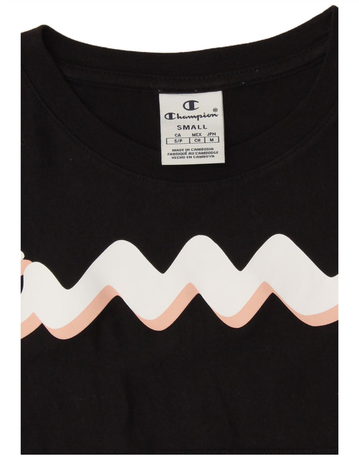 Damski top graficzny CHAMPION z długim rękawem UK 10, mały, czarny