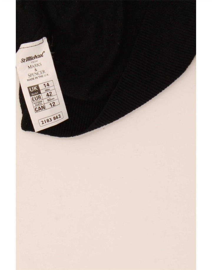 Marks & Spencer Damski sweter z okrągłym dekoltem, UK 14, duży, czarny, wełniany