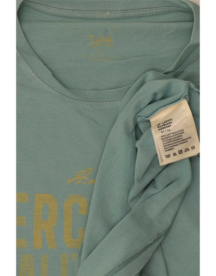 Męski T-shirt Lee z grafiką, średni, turkusowy, bawełniany