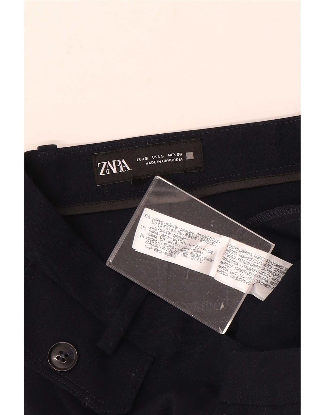 Spodnie damskie Zara Flare, małe, W26 L31, granatowe, poliestrowe