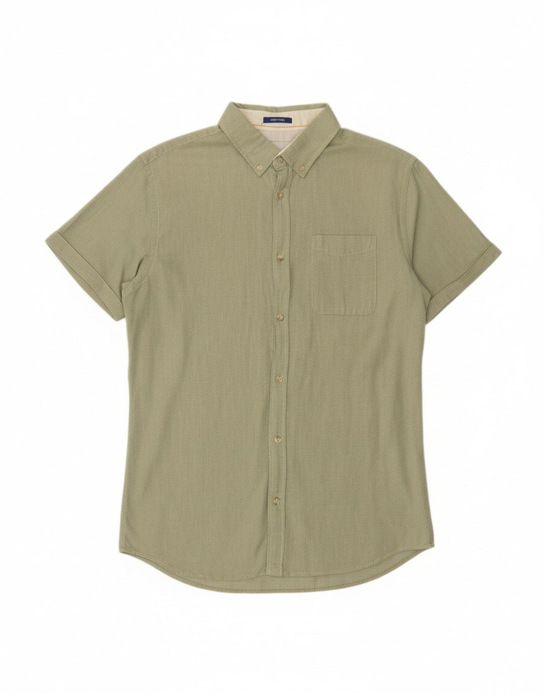 JACK & JONES Mens Short Sleeve Shirt Large Khaki Cotton