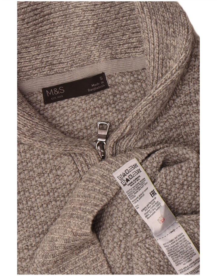 Marks & Spencer Męski sweter polo, mały, szary, akrylowy