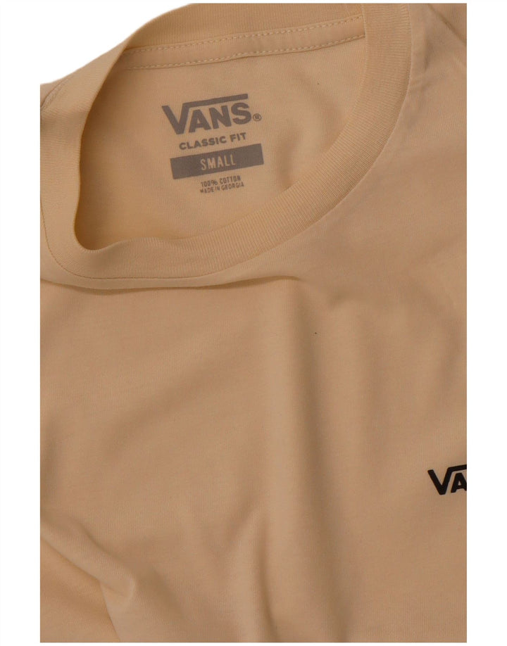 Męski T-shirt VANS o klasycznym kroju, mały, beżowy, bawełniany