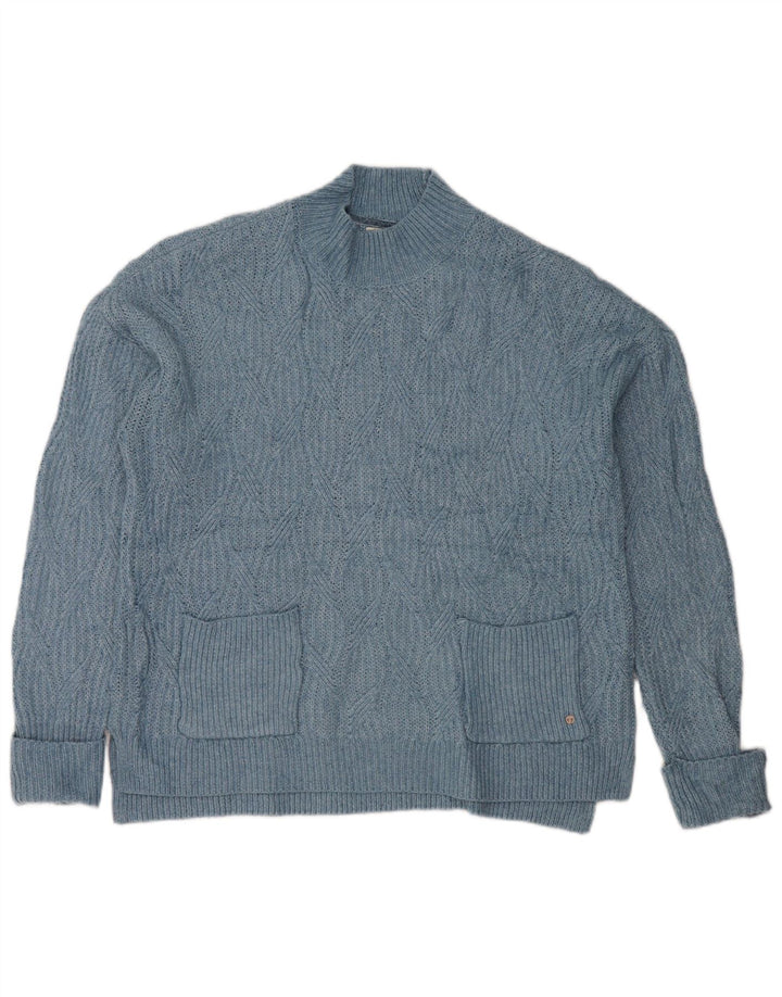 Damski sweter oversize Fat Face z golfem UK 10 Small Blue