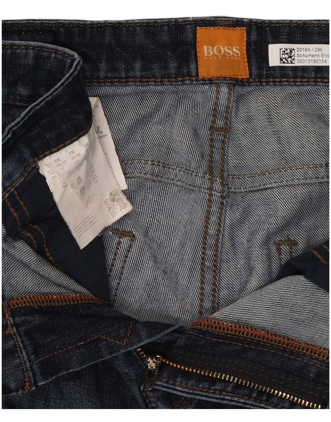 Męskie proste dżinsy Hugo Boss W33 L32 Granatowa bawełna