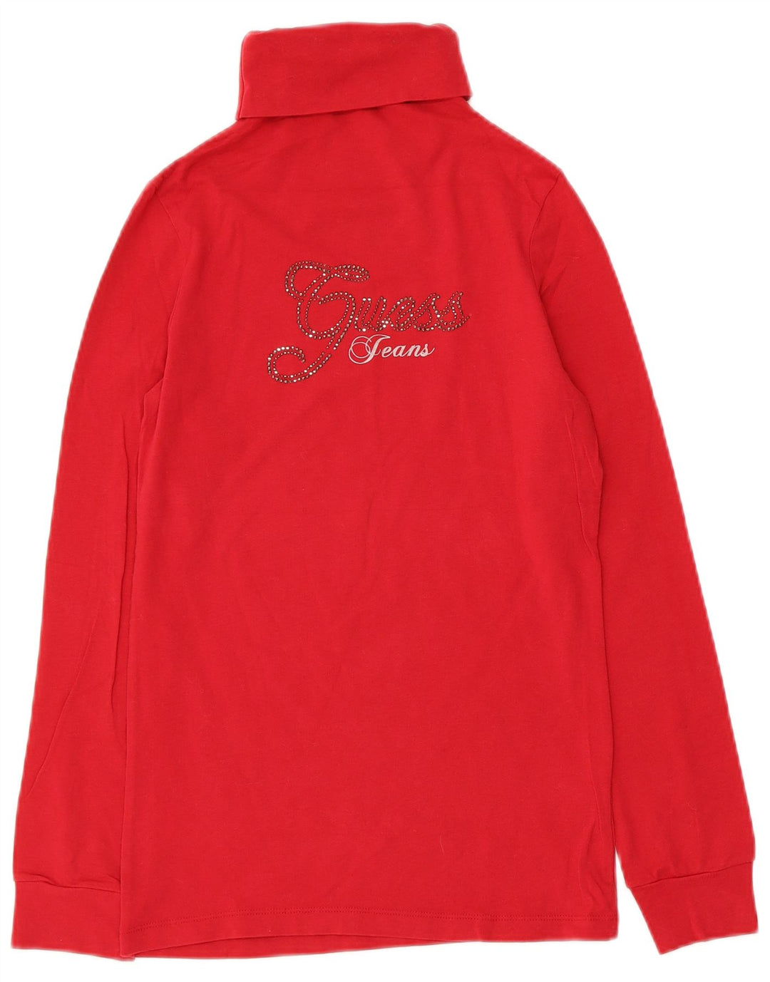 Damski top graficzny Guess z długim rękawem, UK 14, duży, czerwony, bawełniany