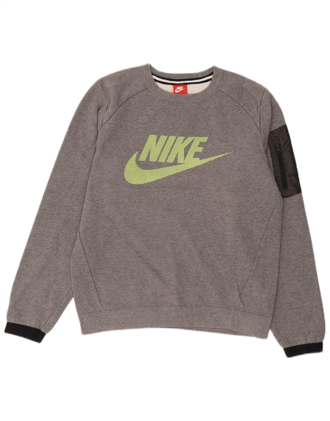 Męska bluza z grafiką NIKE, mała, szara, bawełniana w bloki kolorów