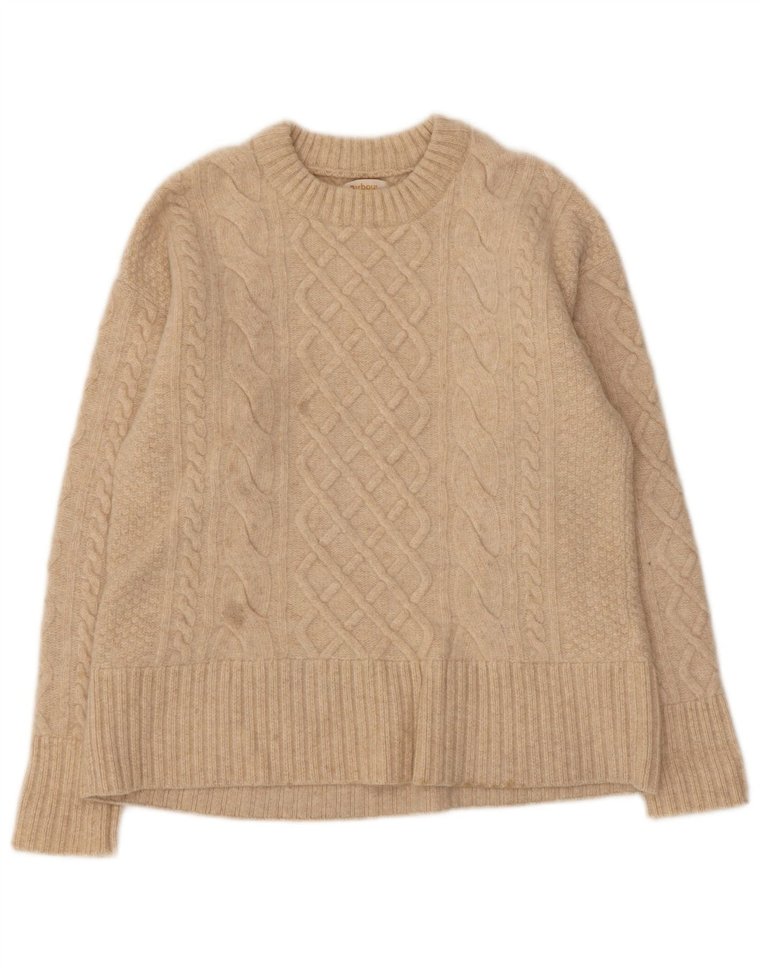 Sweter damski Barbour z okrągłym dekoltem UK 10 Small Beżowa wełna