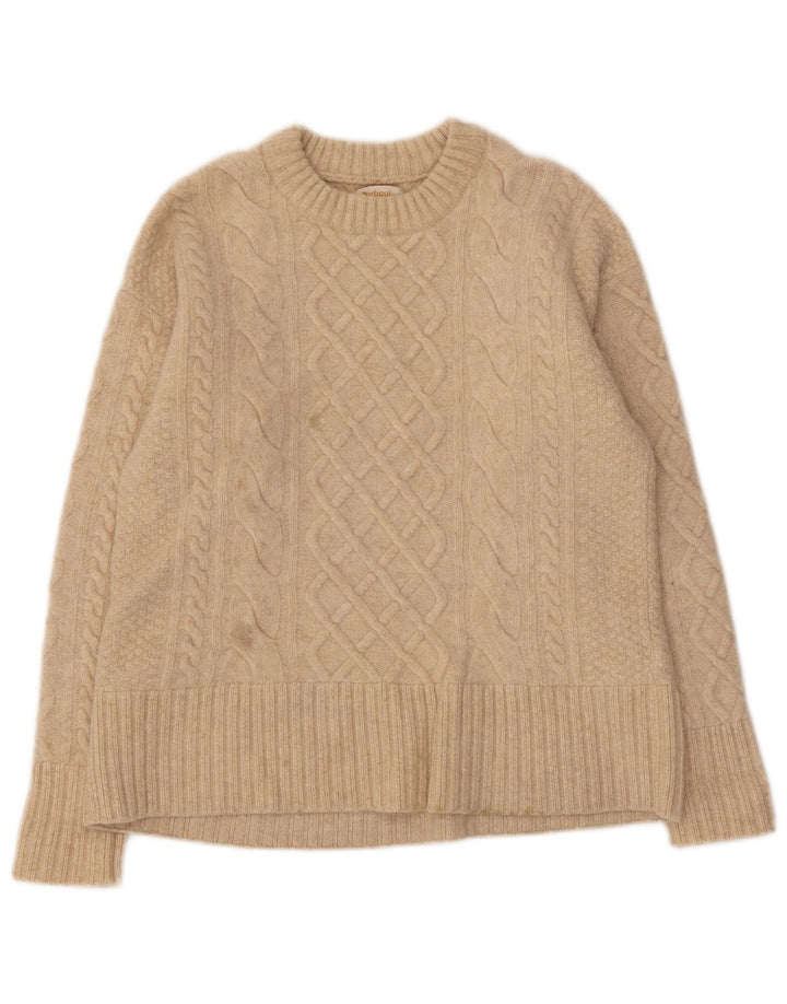 Sweter damski Barbour z okrągłym dekoltem UK 10 Small Beżowa wełna