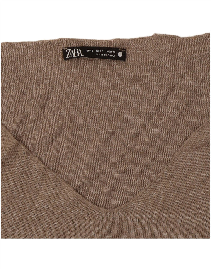 Sweter damski ZARA z dekoltem w kształcie litery V, UK 10, mały, szary