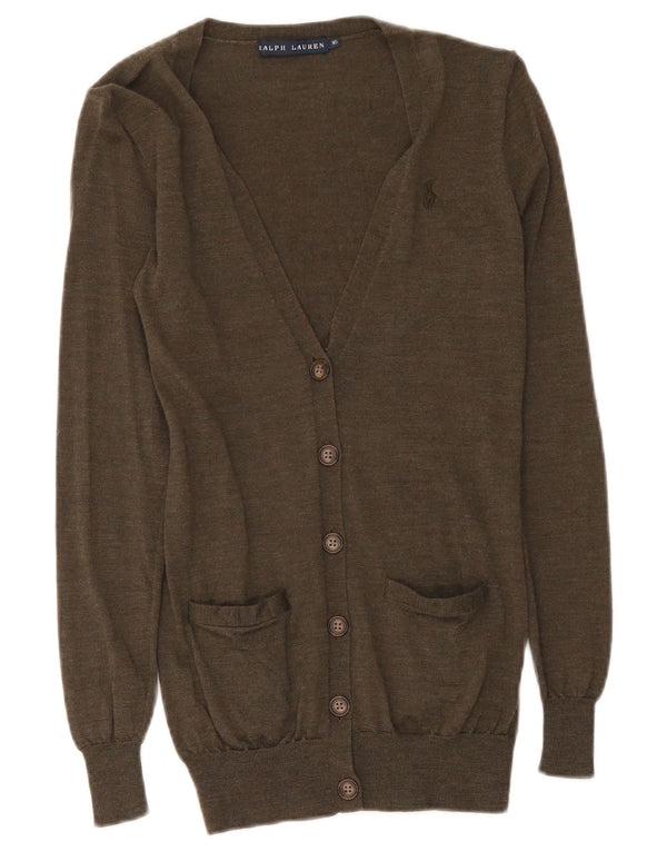 Damski sweter rozpinany Ralph Lauren UK 4 XS Zielona wełna merynosowa
