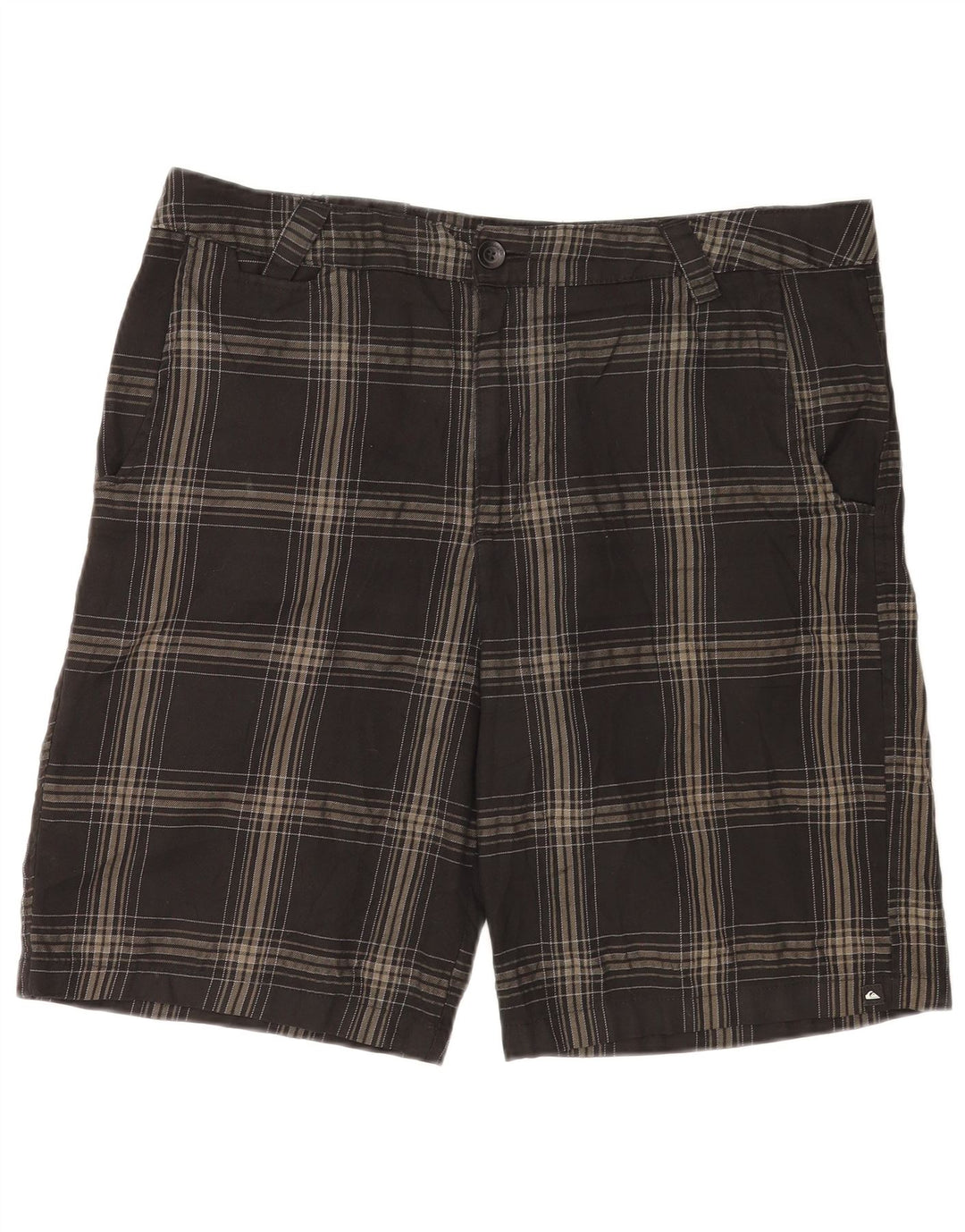 Męskie spodenki chino Quiksilver W36, duże, szare, poliestrowe w kratę
