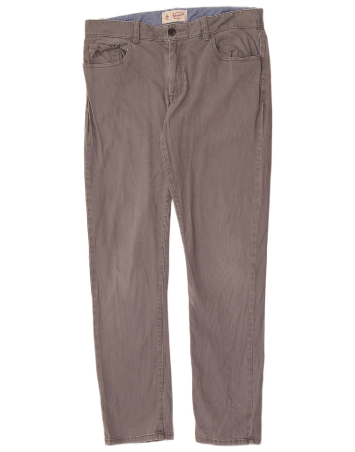 Męskie spodnie typu slim casual Penguin W33 L32 szare