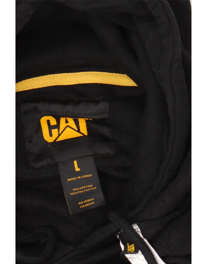Męski sweter z kapturem i grafiką CAT, duży, czarny, bawełniany