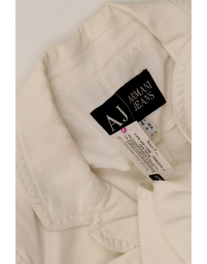 Armani Jeans Damska marynarka zapinana na 3 guziki, UK 10, mała, biała bawełna