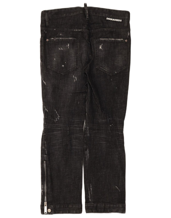 Dsquared2 Damskie proste dżinsy IT 44 Medium W30 L26 Czarna bawełna