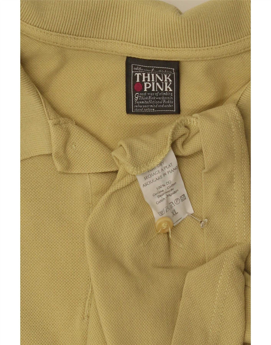 Think Różowa Męska Koszulka Polo XL Żółta Bawełna