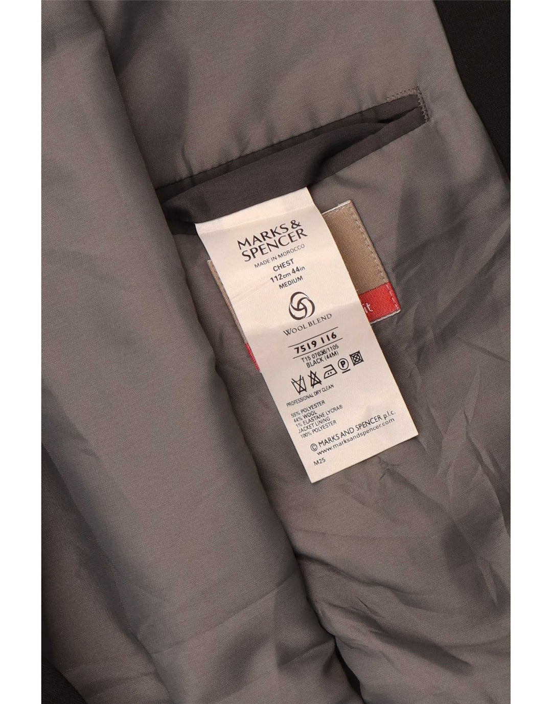 Marks & Spencer Męska marynarka zapinana na 3 guziki, UK 44 XL, czarny poliester