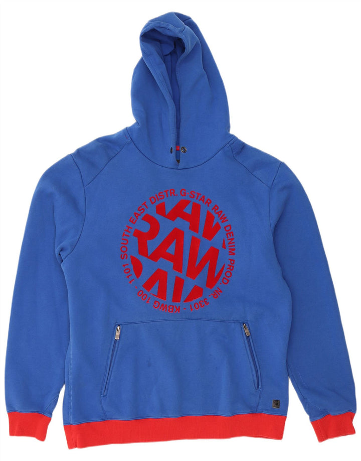 Męski sweter z kapturem G-STAR z grafiką, 2XL, niebieska bawełna z blokami kolorów