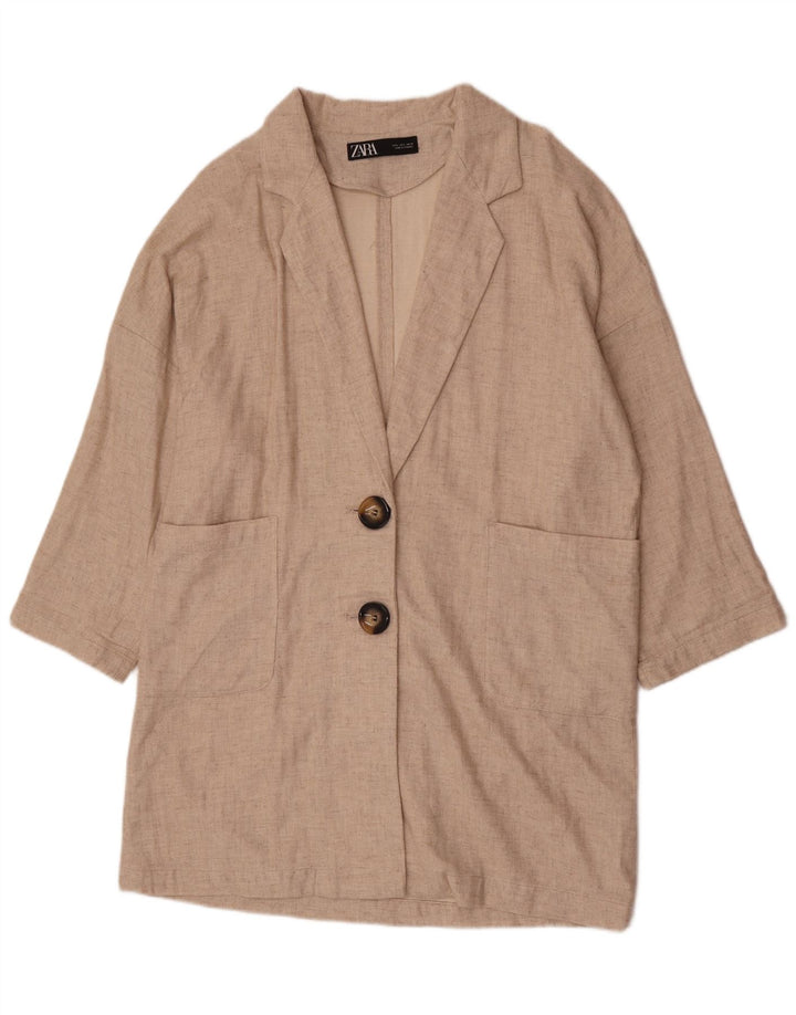 Damski płaszcz oversize Zara UK 16 Large Beżowa wiskoza