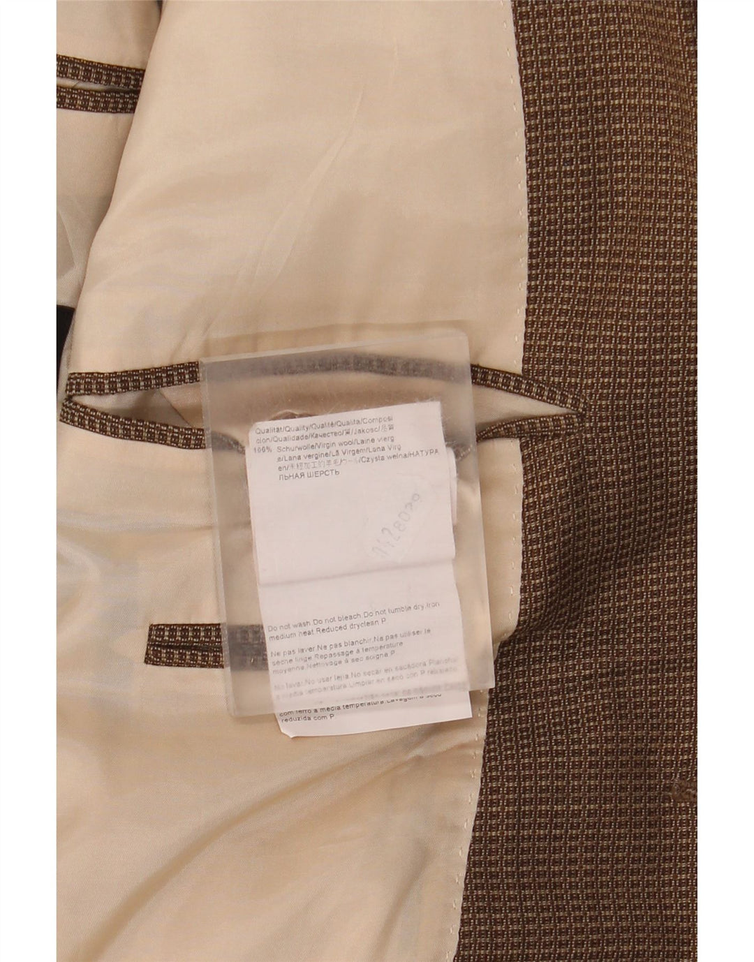 Męska marynarka zapinana na 2 guziki Hugo Boss US 42 XL Brązowa kratka z dziewiczej wełny